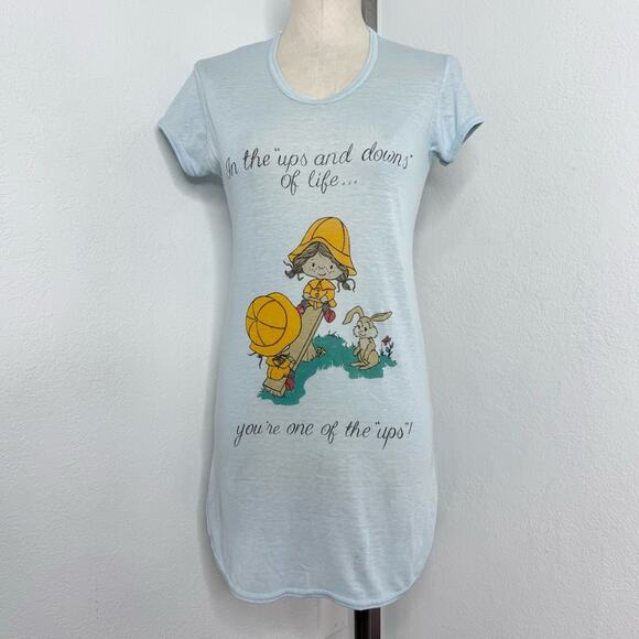 Vintage Other - Vintage 70s Seesaw Graphic Nightshirt Nightgown Sheer Novelty Graphic SZ Medium